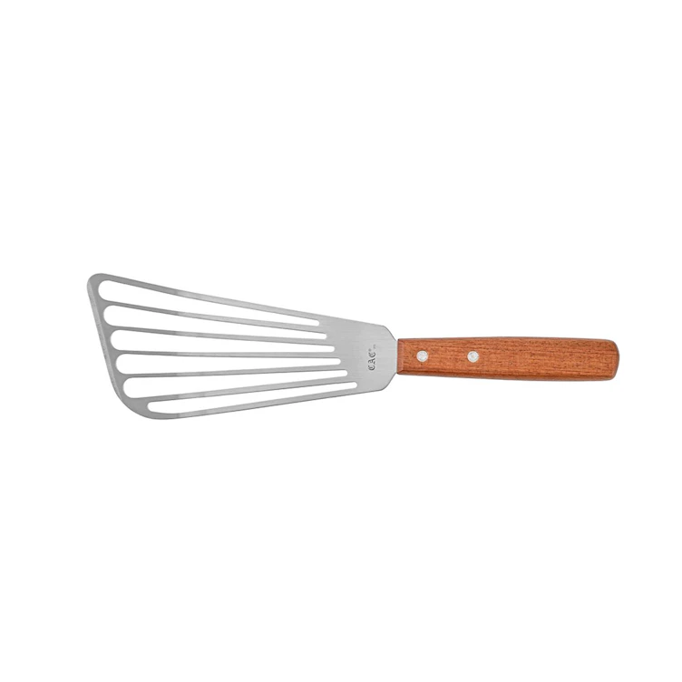 Stainless Steel Slotted Spatula with Wood Handle - 6.75" x 3.25" Blade