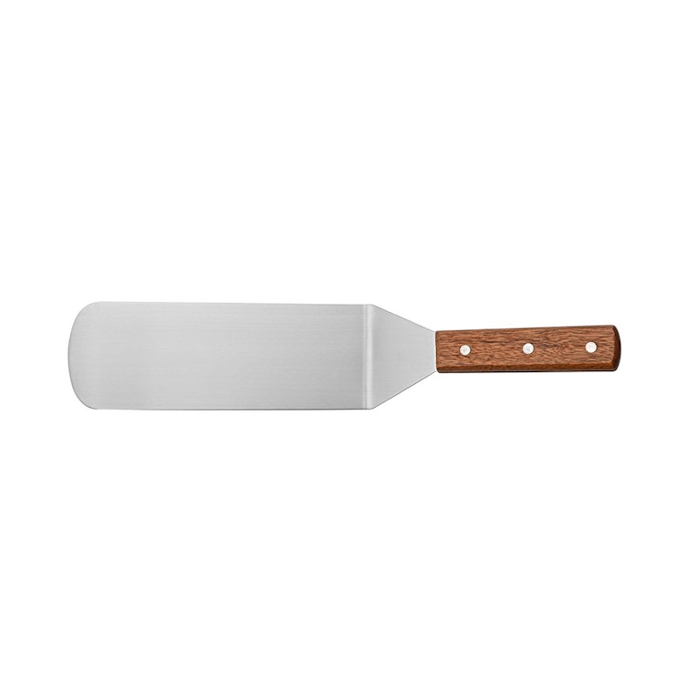 Stainless Steel Solid Turner with Wood Handle - 8.25" x 2.875" Blade