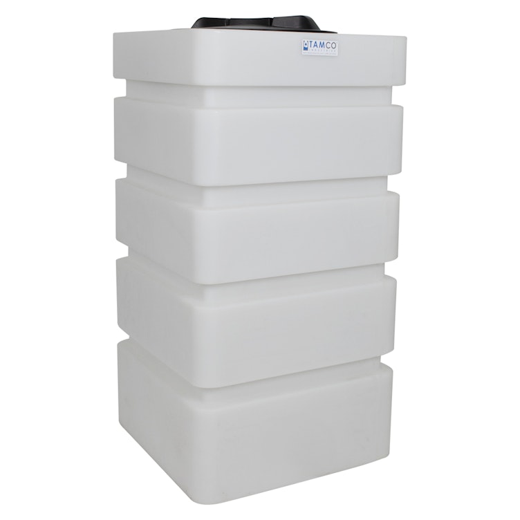 100 Gallon Natural LLDPE Tamco® Rectangular Ribbed Tank with 16" Lid & 20 Gallon Graduations - 24" L x 24" W x 45" Hgt.