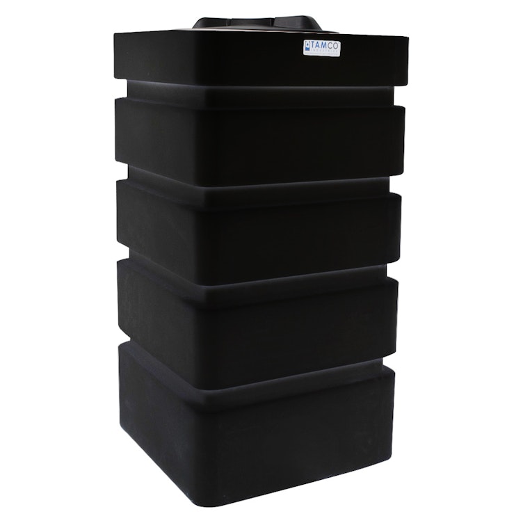 100 Gallon Black LLDPE Tamco® Rectangular Ribbed Tank with 16" Lid & 20 Gallon Graduations - 24" L x 24" W x 45" Hgt.