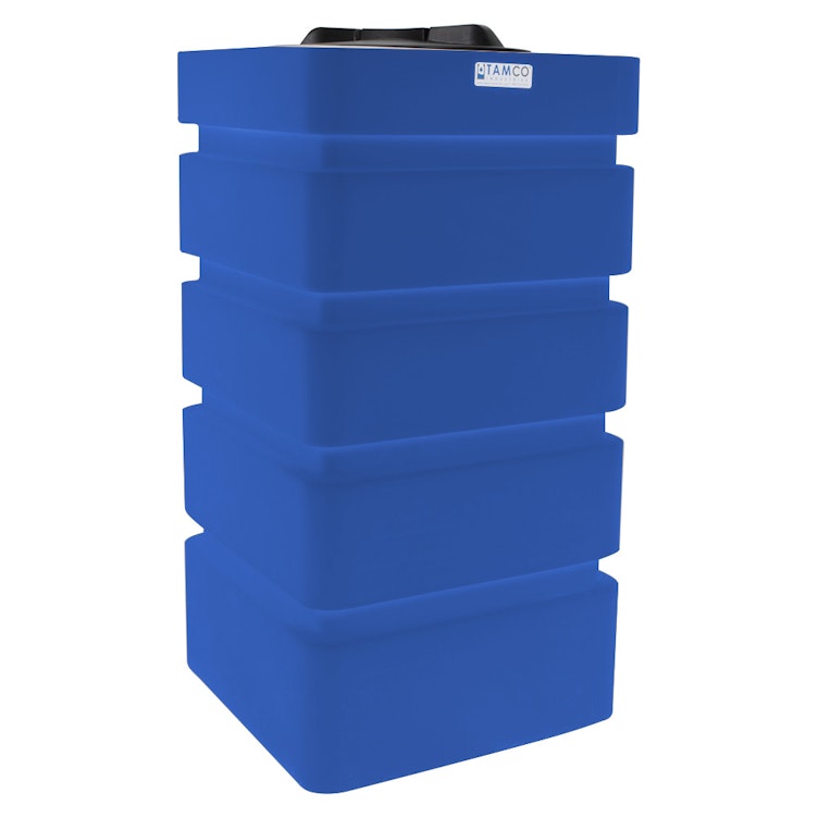 100 Gallon Blue LLDPE Tamco® Rectangular Ribbed Tank with 16" Lid & 20 Gallon Graduations - 24" L x 24" W x 45" Hgt.