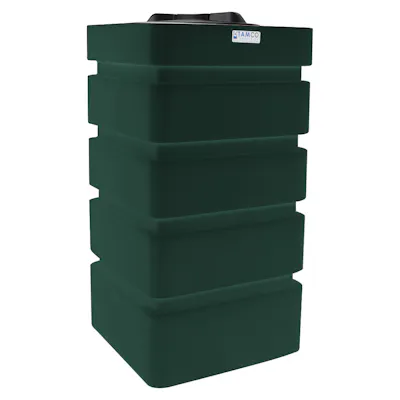 100 Gallon Forest Green LLDPE Tamco® Rectangular Ribbed Tank with 16" Lid & 20 Gallon Graduations - 24" L x 24" W x 45" Hgt.