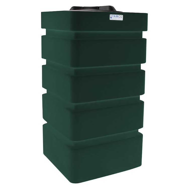 100 Gallon Forest Green LLDPE Tamco® Rectangular Ribbed Tank with 16" Lid & 20 Gallon Graduations - 24" L x 24" W x 45" Hgt.