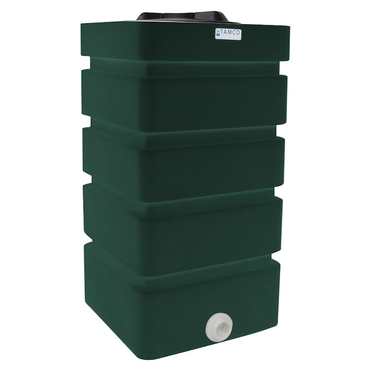 100 Gallon Forest Green LLDPE Tamco® Rectangular Ribbed Tank with 16" Lid & 20 Gallon Graduations & 2" Fitting - 24" L x 24" W x 45" Hgt.