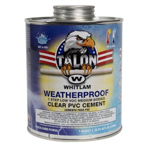 Quart TALON™ Weatherproof Clear Low VOC Medium-Bodied Wet/Dry PVC Cement