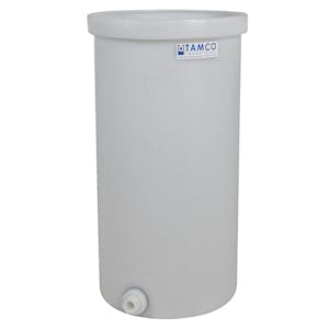 5 Gallon Natural LLDPE Cylindrical Tamco® Standard Wall Graduated Tank with External Flange & 3/4" FNPT Polypropylene Bulkhead - 11" Dia. x 14" Hgt. (Cover Sold Separately)