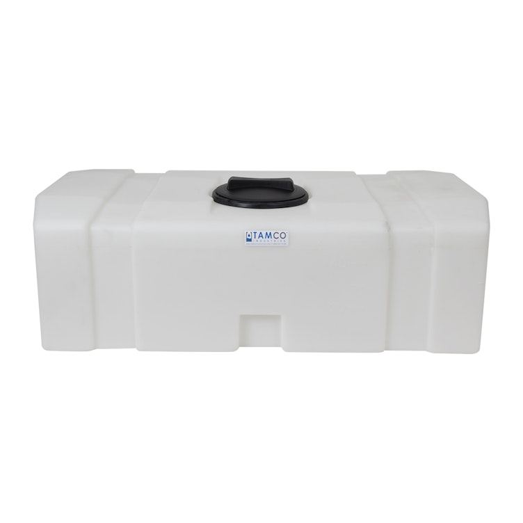 125 Gallon Natural LLDPE Tamco® Rectangular Low-Profile Graduated Tank with 8" Vented Lid & 3/4" End Fitting - 46" L x 40" W x 19-1/2" Hgt.