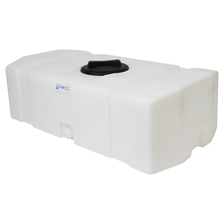 50 Gallon Natural LLDPE Tamco® Rectangular Low-Profile Graduated Tank with 8" Gasketed Lid & 3/4" Side Fitting - 46" L x 24" W x 14" Hgt.