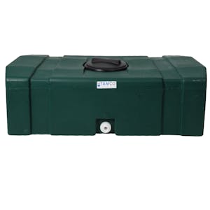 50 Gallon Forest Green LLDPE Tamco® Rectangular Low-Profile Graduated Tank with 8" Vented Lid  & 3/4" End Fitting - 46" L x  24" W x 14" Hgt.