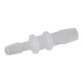 3/8" Hose Barb x 1/4" Hose Barb Natural Polypropylene Class 7 Cleanroom Reduction Coupler - Package of 100