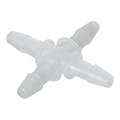 1/8" Hose Barb Natural Polypropylene Class 7 Cleanroom Cross - Package of 100
