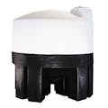 175 Gallon Natural HDPE 30° Cone Bottom Bulk Storage Tank (1.5 Specific Gravity) with 16" Lid, 2" Fitting & Black PE Support Stand - 43" Dia. x 49" Hgt.