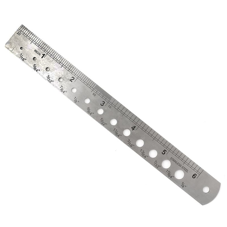 3/4" W x 6" L Stainless Steel Ruler with Drill Gauges - Standard/Metric
