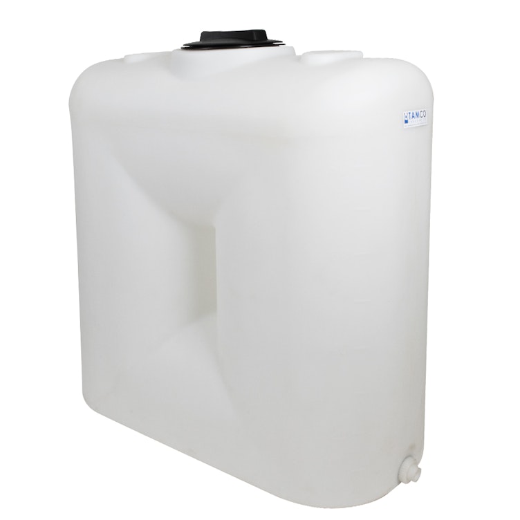 200 Gallon Natural LLDPE Tamco® Rectangular Dual-Barrel Doorway Tank with 8" Plain Lid, 3/4" FNPT Connection & 25 Gallon Graduations - 52" L x 25" W x 44-1/2" Hgt.