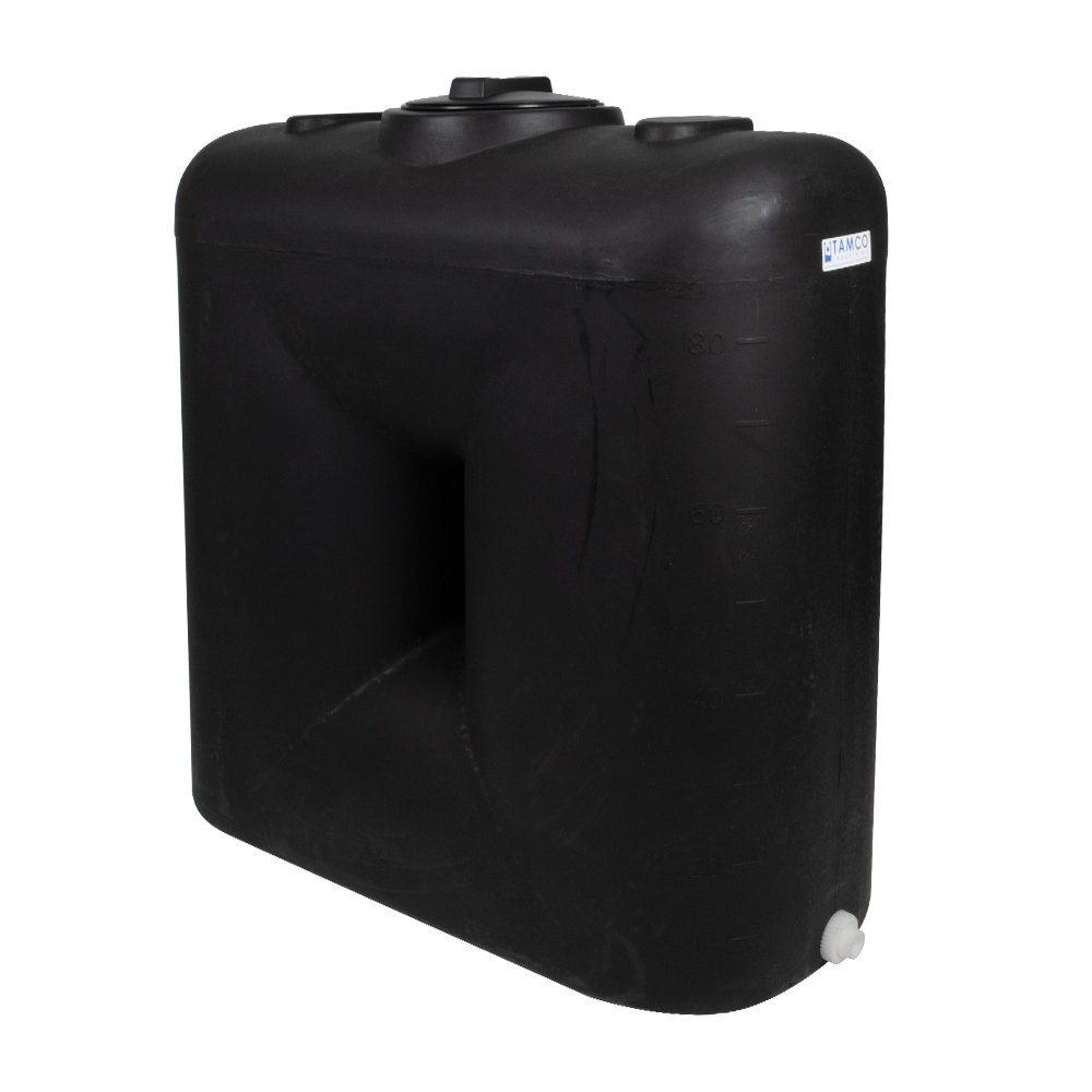 100 Gallon Black LLDPE Tamco® Rectangular Dual-Barrel Doorway Tank