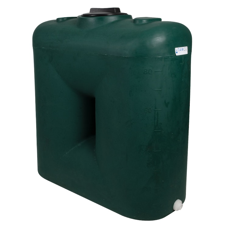 125 Gallon Forest Green LLDPE Tamco® Rectangular Dual-Barrel Doorway Tank with 8" Plain Lid, 3/4" FNPT Connection & 25 Gallon Graduations - 45" L x 22" W x 37" Hgt.