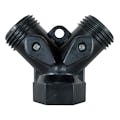 3/4" FGHT Inlet x 3/4" MGHT Outlets Black Nylon Dual Y-Style Garden Hose Shut-Off Valve