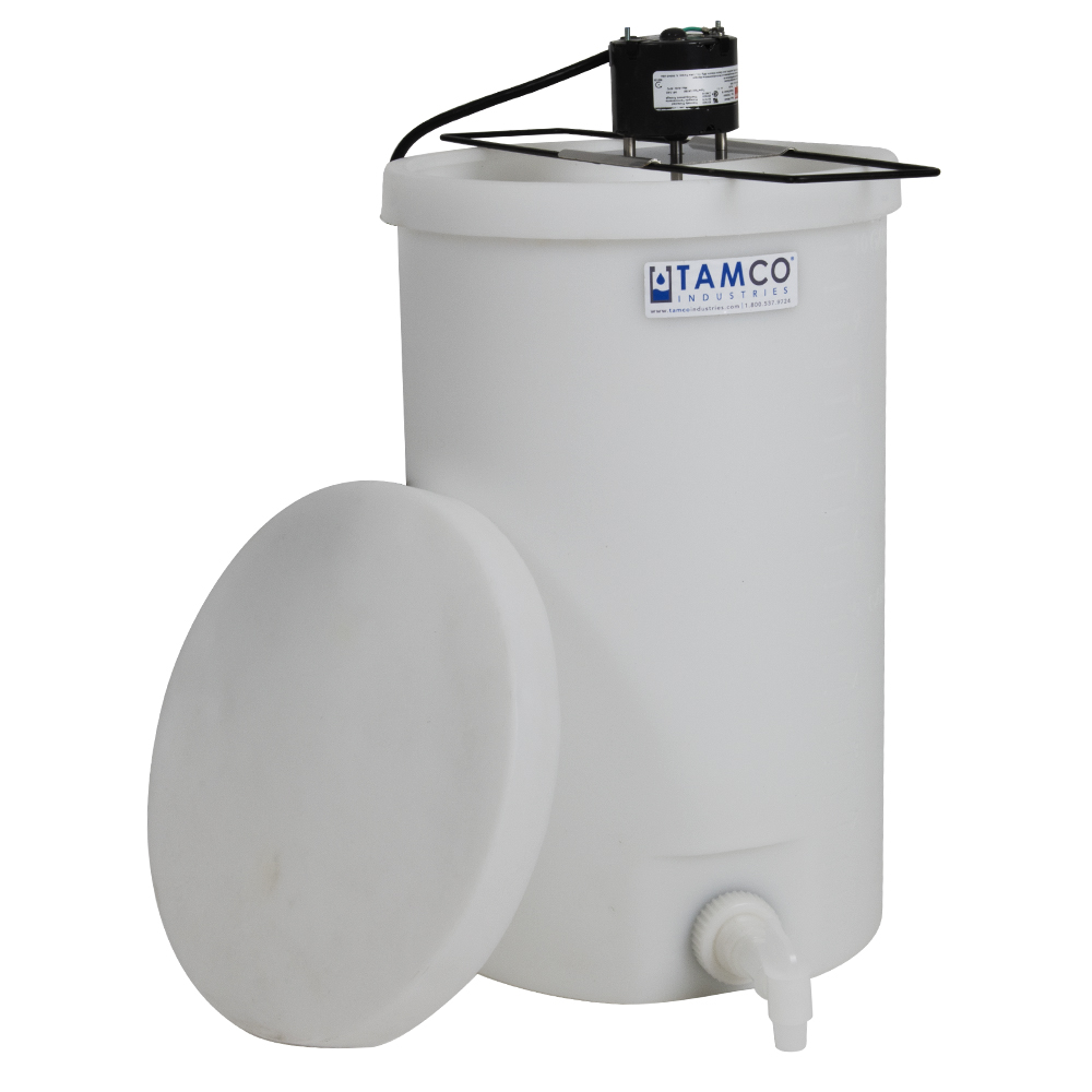 10 Gallon Natural LLDPE Tamco® Cylindrical Tank with Spigot, Frame