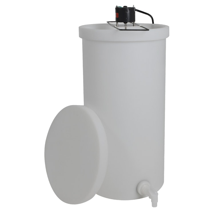 15 Gallon Natural LLDPE Tamco® Cylindrical Tank with Spigot, Frame & 1-Blade Portable Mixer