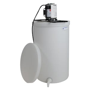 30 Gallon Natural LLDPE Tamco® Cylindrical Tank with Spigot, Frame & 2-Blade Portable Mixer