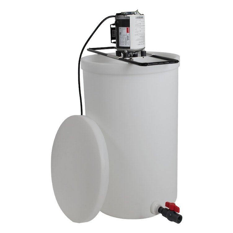 55 Gallon Natural LLDPE Tamco® Cylindrical Tank with Spigot, Frame & 2-Blade Portable Mixer