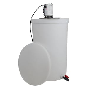 55 Gallon Natural LLDPE Tamco® Cylindrical Tank with 3/4" PVC Ball Valve, Frame & 2-Blade Portable Mixer