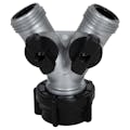3/4" FGHT Inlet x 3/4" MGHT Outlets Silver Powder-Coated Zinc Dual Y-Style Garden Hose Shut-Off Valve