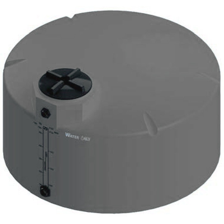 550 Gallon Dark Gray MDLPE ProChem® Potable Water Tank (1.0 Specific Gravity) with Top & Bottom Port & 16" Lid - 73" Dia. x 45" Hgt.