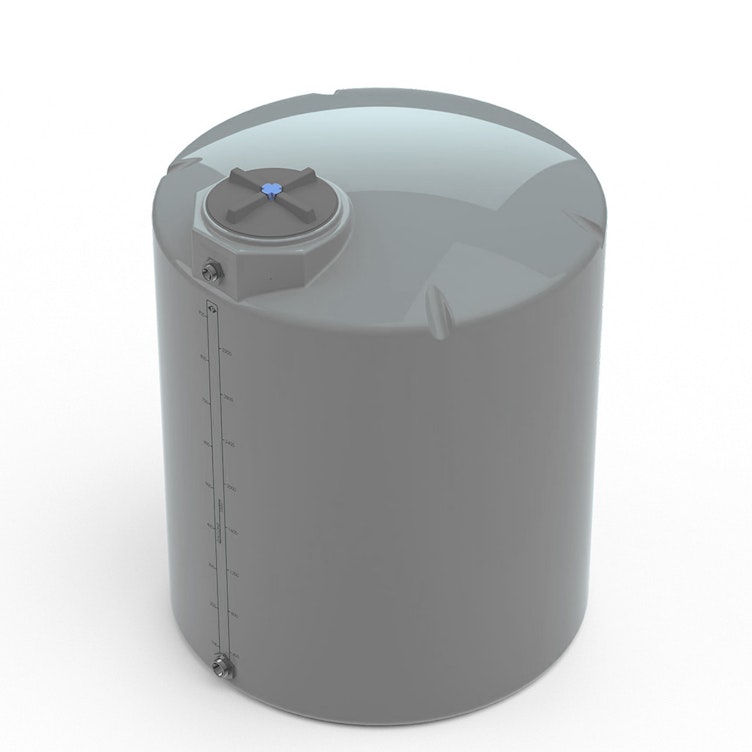 1000 Gallon Dark Gray MDLPE ProChem® Potable Water Tank (1.0 Specific Gravity) with Top & Bottom Port & 16" Lid - 64" Dia. x 82" Hgt.