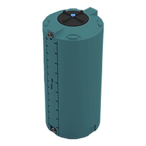 300 Gallon Green MDLPE ProChem® Potable Water Tank (1.0 Specific Gravity) with Top & Bottom Port & 16" Lid - 35" Dia. x 78" Hgt.