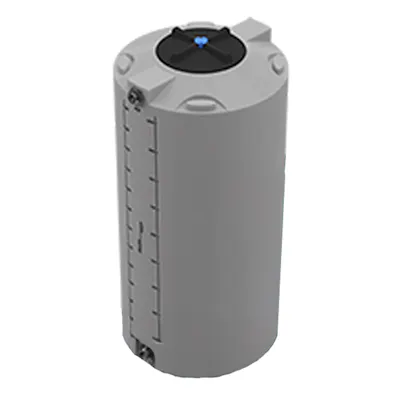 300 Gallon Dark Gray MDLPE ProChem® Potable Water Tank (1.0 Specific Gravity) with Top & Bottom Port & 16" Lid - 35" Dia. x 78" Hgt.