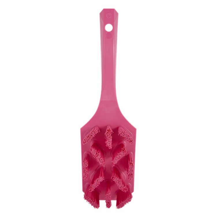Pink Polypropylene Vikan® UST Hand Brush with Stiff Polyester Bristles & Short Handle