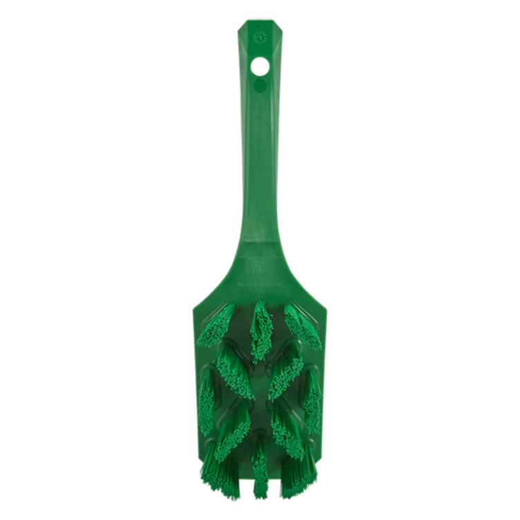 Green Polypropylene Vikan® UST Hand Brush with Stiff Polyester Bristles & Short Handle