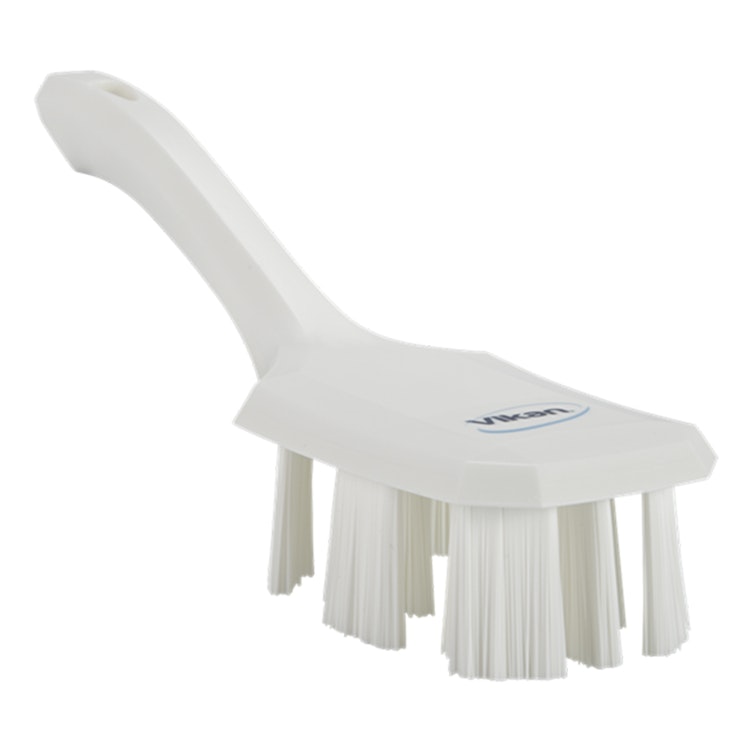 White Polypropylene Vikan® UST Hand Brush with Stiff Polyester Bristles & Short Handle