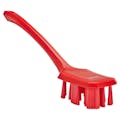 Red Polypropylene Vikan® UST Hand Brush with Stiff Polyester Bristles & Long Handle