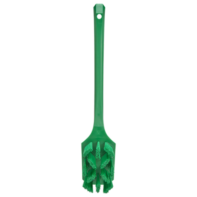 Green Polypropylene Vikan® UST Hand Brush with Stiff Polyester Bristles & Long Handle