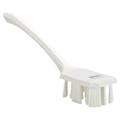 White Polypropylene Vikan® UST Hand Brush with Stiff Polyester Bristles & Long Handle