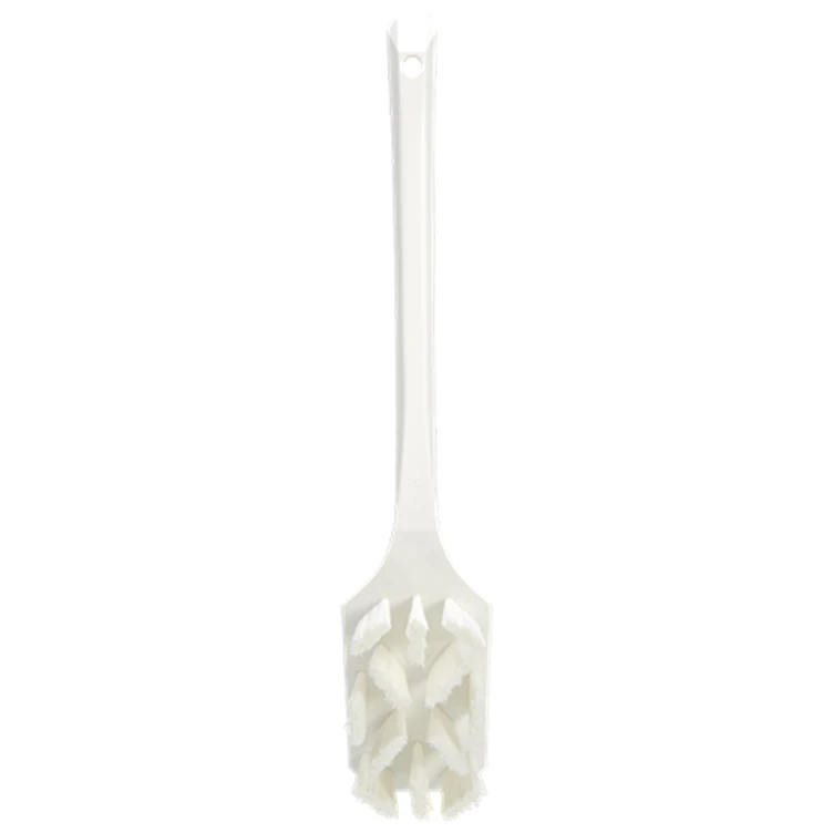 White Polypropylene Vikan® UST Hand Brush with Stiff Polyester Bristles & Long Handle