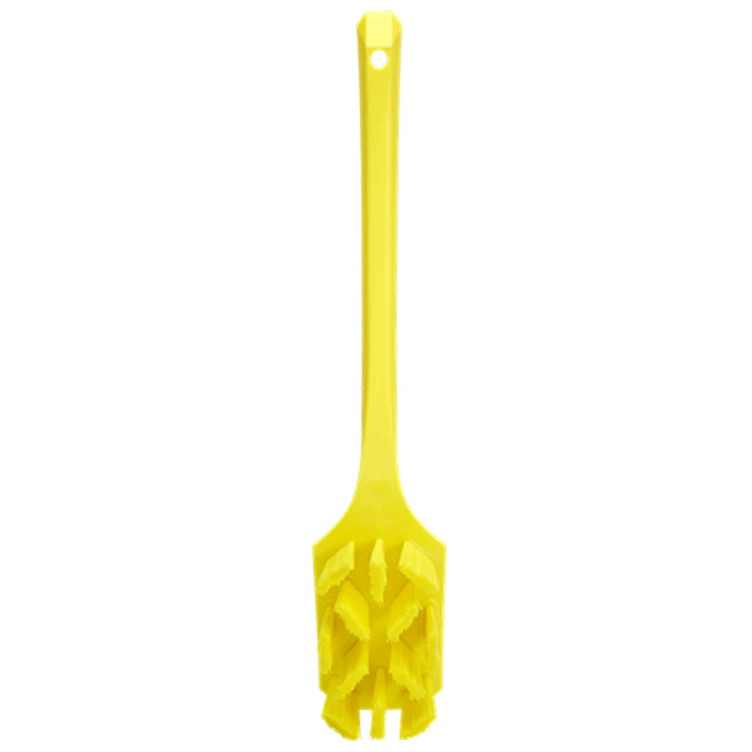 Yellow Polypropylene Vikan® UST Hand Brush with Stiff Polyester Bristles & Long Handle