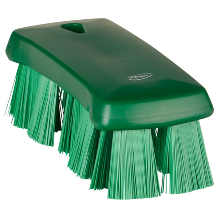 Green Polypropylene Vikan® UST Hand Brush with Stiff Polyester Bristles