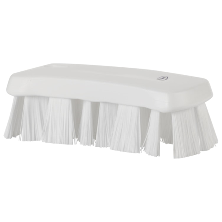 White Polypropylene Vikan® UST Hand Brush with Stiff Polyester Bristles