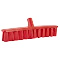 15.7" Red Polypropylene Vikan® UST Push Broom Head with Soft Polyester Bristles (Handle Sold Separately)
