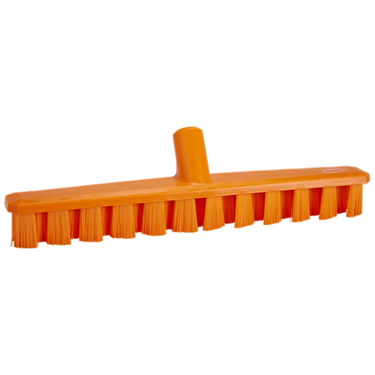 15.7" Orange Polypropylene Vikan® UST Deck Scrub Brush with Stiff Polyester Bristles (Handle Sold Separately)