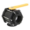 3" Manifold Flange Bottom Load Banjo® Full Port 3-Way Polypropylene Ball Valve with Straight Handle