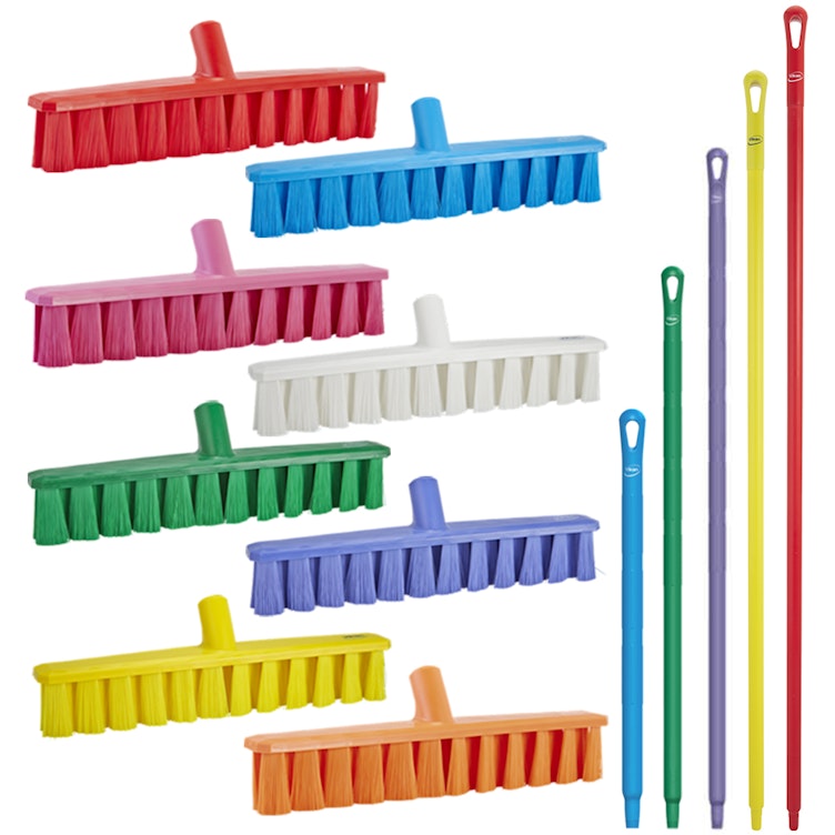 Vikan® Color-Coded UST Push Brooms with Ultra Hygienic Handles
