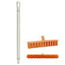 15.7" Orange Polypropylene Vikan® UST Push Broom with Soft Bristles & 26" White Ultra Hygienic Handle