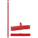 15.7" Red Polypropylene Vikan® UST Push Broom with Soft Bristles & 51" Red Ultra Hygienic Handle