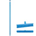 15.7" Blue Polypropylene Vikan® UST Push Broom with Soft Bristles & 51" Blue Ultra Hygienic Handle