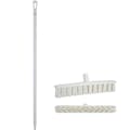 15.7" White Polypropylene Vikan® UST Push Broom with Soft Bristles & 51" White Ultra Hygienic Handle
