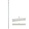 15.7" White Polypropylene Vikan® UST Push Broom with Soft Bristles & 59" White Ultra Hygienic Handle